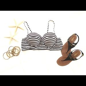 Black & White striped bikini top